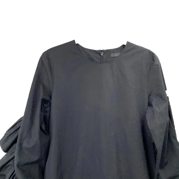 COS puff ruffle sleeve shift dress Sz 4 black - Picture 2 of 11